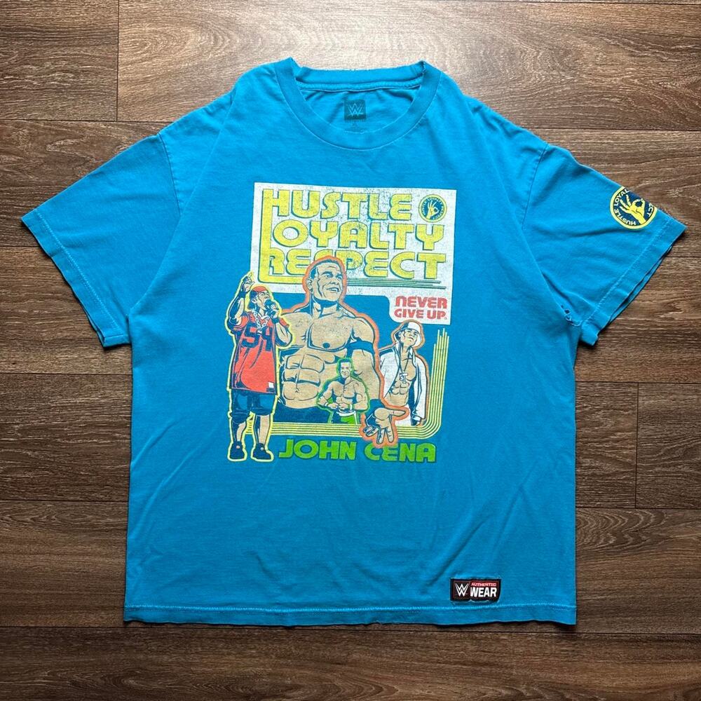 Blue Y2K WWE John Cena Hustle Loyalty Respect Graphic Tee